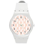 Donut Rainbows Beans White Pink Food Round Plastic Sport Watch (M) Front