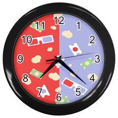 Glasses Red Blue Green Cloud Line Cart Wall Clocks (black)