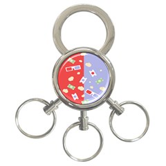 Glasses Red Blue Green Cloud Line Cart 3-ring Key Chains