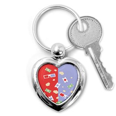 Glasses Red Blue Green Cloud Line Cart Key Chains (heart)  by Mariart