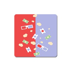 Glasses Red Blue Green Cloud Line Cart Square Magnet