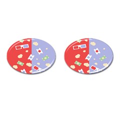 Glasses Red Blue Green Cloud Line Cart Cufflinks (oval) by Mariart