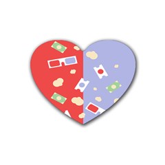 Glasses Red Blue Green Cloud Line Cart Rubber Coaster (heart)  by Mariart