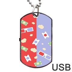 Glasses Red Blue Green Cloud Line Cart Dog Tag Usb Flash (one Side)