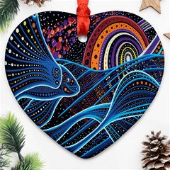 Fish Out Of Water Monster Space Rainbow Circle Polka Line Wave Chevron Star Ornament (heart)