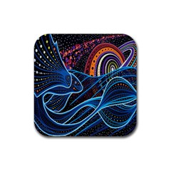 Fish Out Of Water Monster Space Rainbow Circle Polka Line Wave Chevron Star Rubber Coaster (square) 