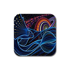 Fish Out Of Water Monster Space Rainbow Circle Polka Line Wave Chevron Star Rubber Square Coaster (4 Pack)  by Mariart