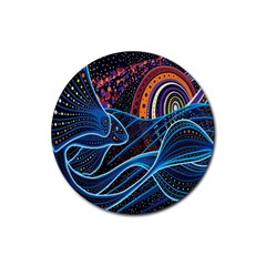 Fish Out Of Water Monster Space Rainbow Circle Polka Line Wave Chevron Star Rubber Coaster (Round) 