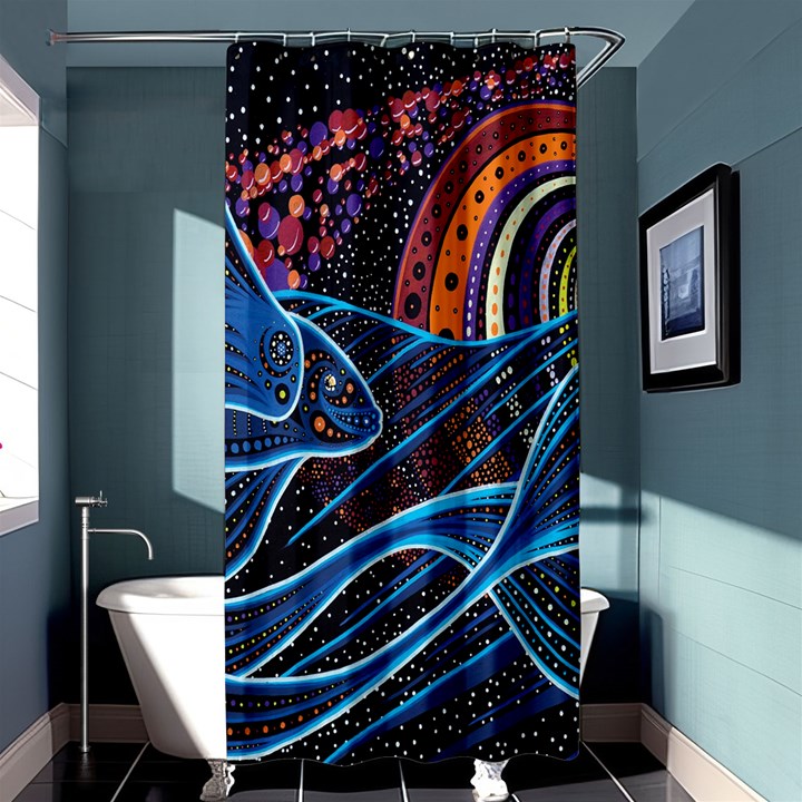 Fish Out Of Water Monster Space Rainbow Circle Polka Line Wave Chevron Star Shower Curtain 36  x 72  (Stall) 