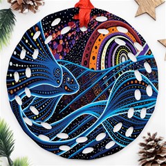 Fish Out Of Water Monster Space Rainbow Circle Polka Line Wave Chevron Star Round Filigree Ornament (Two Sides)