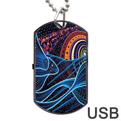 Fish Out Of Water Monster Space Rainbow Circle Polka Line Wave Chevron Star Dog Tag Usb Flash (one Side) by Mariart