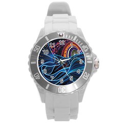 Fish Out Of Water Monster Space Rainbow Circle Polka Line Wave Chevron Star Round Plastic Sport Watch (l) by Mariart