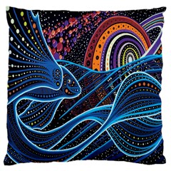 Fish Out Of Water Monster Space Rainbow Circle Polka Line Wave Chevron Star Large Cushion Case (two Sides) by Mariart