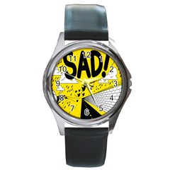 Have Meant  Tech Science Future Sad Yellow Street Round Metal Watch