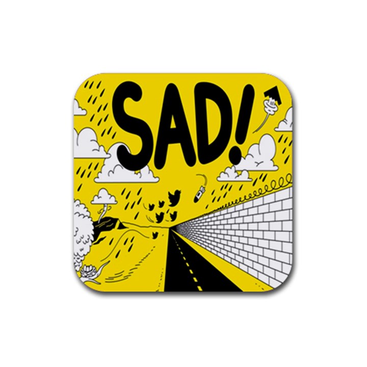 Have Meant  Tech Science Future Sad Yellow Street Rubber Coaster (Square) 