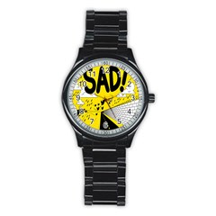 Have Meant  Tech Science Future Sad Yellow Street Stainless Steel Round Watch