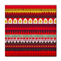 Fabric Aztec Red Line Polka Circle Wave Chevron Star Tile Coasters by Mariart