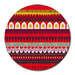 Fabric Aztec Red Line Polka Circle Wave Chevron Star Round Mousepads by Mariart