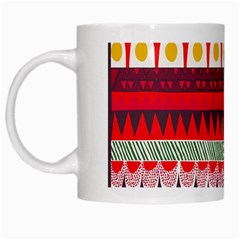 Fabric Aztec Red Line Polka Circle Wave Chevron Star White Mugs