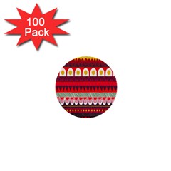 Fabric Aztec Red Line Polka Circle Wave Chevron Star 1  Mini Buttons (100 Pack)  by Mariart