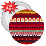 Fabric Aztec Red Line Polka Circle Wave Chevron Star 3  Buttons (100 pack)  Front