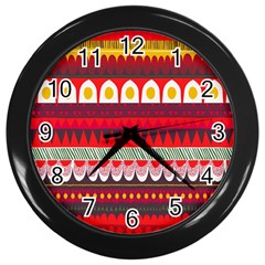 Fabric Aztec Red Line Polka Circle Wave Chevron Star Wall Clocks (black)