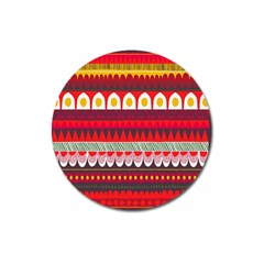 Fabric Aztec Red Line Polka Circle Wave Chevron Star Magnet 3  (round) by Mariart