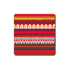 Fabric Aztec Red Line Polka Circle Wave Chevron Star Square Magnet by Mariart