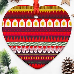 Fabric Aztec Red Line Polka Circle Wave Chevron Star Heart Ornament (two Sides) by Mariart