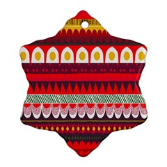 Fabric Aztec Red Line Polka Circle Wave Chevron Star Ornament (snowflake) by Mariart