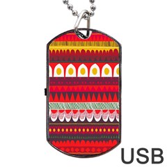 Fabric Aztec Red Line Polka Circle Wave Chevron Star Dog Tag Usb Flash (one Side) by Mariart