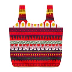 Fabric Aztec Red Line Polka Circle Wave Chevron Star Full Print Recycle Bags (l)  by Mariart