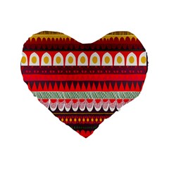 Fabric Aztec Red Line Polka Circle Wave Chevron Star Standard 16  Premium Flano Heart Shape Cushions