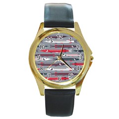 Fish Sea Beach Water Seaworld Animals Swim Round Gold Metal Watch by Mariart