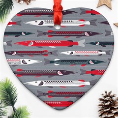 Fish Sea Beach Water Seaworld Animals Swim Heart Ornament (two Sides) by Mariart