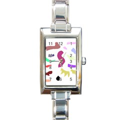 Plushie Color Rainbow Brown Purple Yellow Green Black Rectangle Italian Charm Watch by Mariart