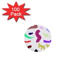 Plushie Color Rainbow Brown Purple Yellow Green Black 1  Mini Buttons (100 pack)  Front