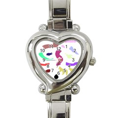 Plushie Color Rainbow Brown Purple Yellow Green Black Heart Italian Charm Watch by Mariart