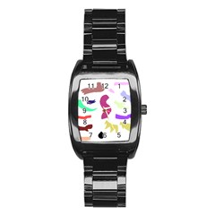 Plushie Color Rainbow Brown Purple Yellow Green Black Stainless Steel Barrel Watch by Mariart