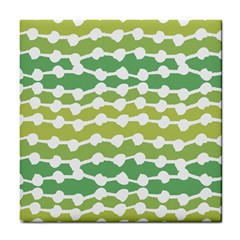 Polkadot Polka Circle Round Line Wave Chevron Waves Green White Tile Coasters by Mariart