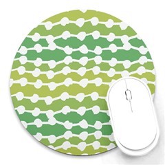 Polkadot Polka Circle Round Line Wave Chevron Waves Green White Round Mousepads by Mariart