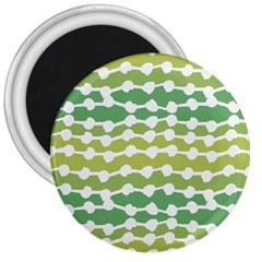 Polkadot Polka Circle Round Line Wave Chevron Waves Green White 3  Magnets by Mariart