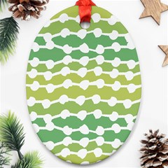 Polkadot Polka Circle Round Line Wave Chevron Waves Green White Ornament (oval) by Mariart