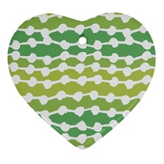 Polkadot Polka Circle Round Line Wave Chevron Waves Green White Ornament (heart) by Mariart