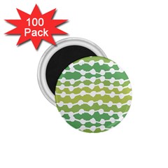 Polkadot Polka Circle Round Line Wave Chevron Waves Green White 1 75  Magnets (100 Pack)  by Mariart