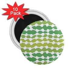 Polkadot Polka Circle Round Line Wave Chevron Waves Green White 2 25  Magnets (10 Pack) 