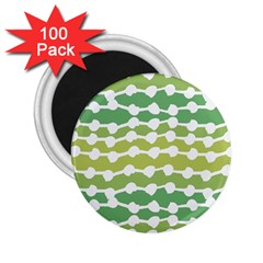 Polkadot Polka Circle Round Line Wave Chevron Waves Green White 2 25  Magnets (100 Pack) 