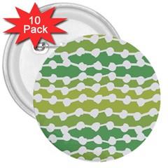 Polkadot Polka Circle Round Line Wave Chevron Waves Green White 3  Buttons (10 Pack)  by Mariart