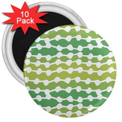 Polkadot Polka Circle Round Line Wave Chevron Waves Green White 3  Magnets (10 Pack)  by Mariart