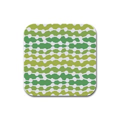 Polkadot Polka Circle Round Line Wave Chevron Waves Green White Rubber Square Coaster (4 Pack)  by Mariart